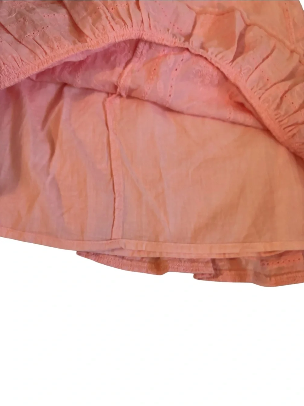 Tiered Eyelet Ruffle Mini Skirt — Pink